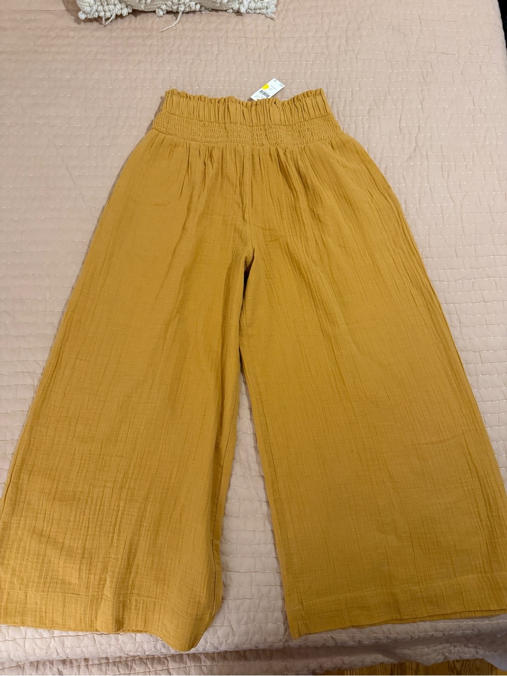 Womens SP Wide-Leg Pull-On Pants - Mustard - Picture 1 of 4